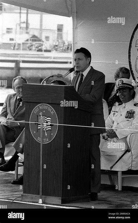 Secretary Of Defense Casper W Weinberger Addresses Guests And