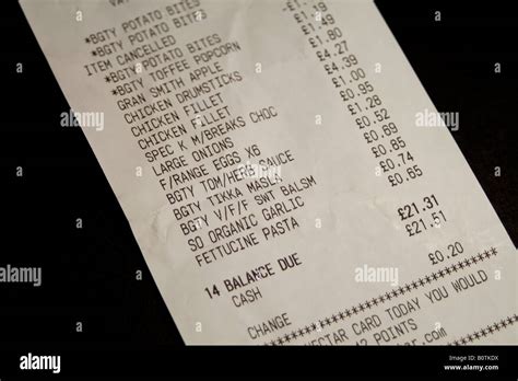 Supermarket Receipt Uk Stock Photo Alamy