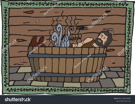 Illustration Of Medieval Bathing In A Stylized Royalty Free Stock