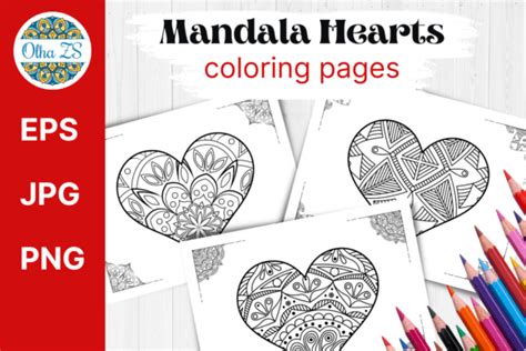 Mandala Hearts Printable Coloring Pages Graphic by Olha ZS · Creative ...