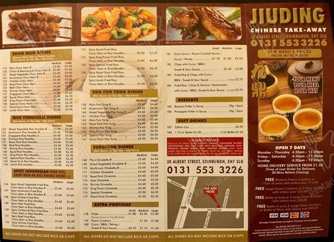 Menu At Jiuding Fast Food Edinburgh