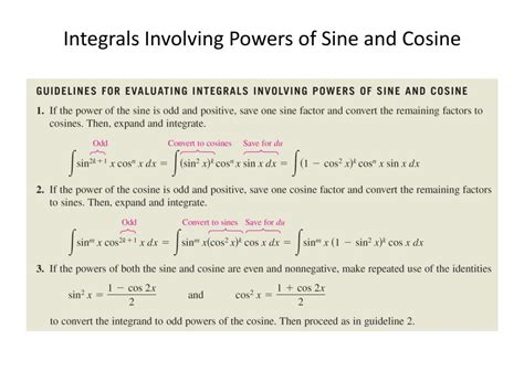 Ppt Integrals Involving Powers Of Sine And Cosine Powerpoint