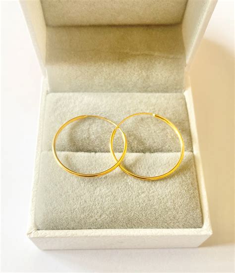 Pawnable K Saudi Gold Plain Hoop Earrings Lazada Ph