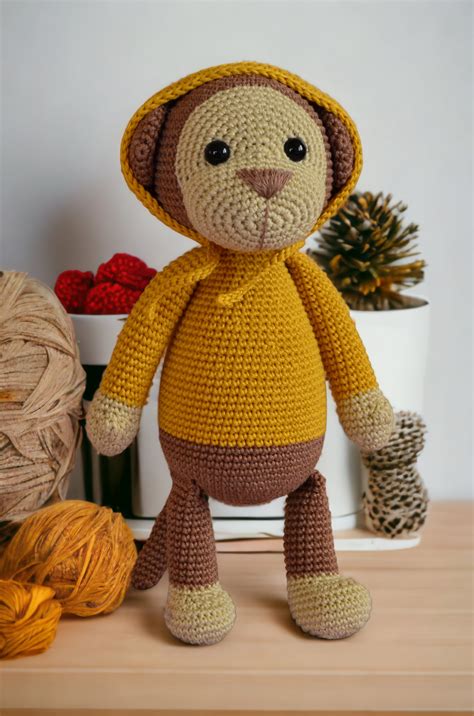 Oyuncak Maymun Amigurumi Oyuncak El Yapımı Örgü Doğal Oyuncak