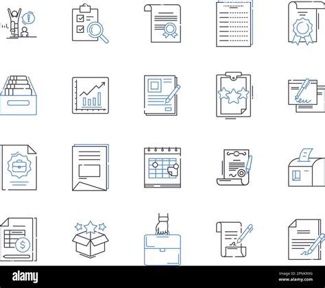 Filing System Line Icons Collection Organization Efficiency