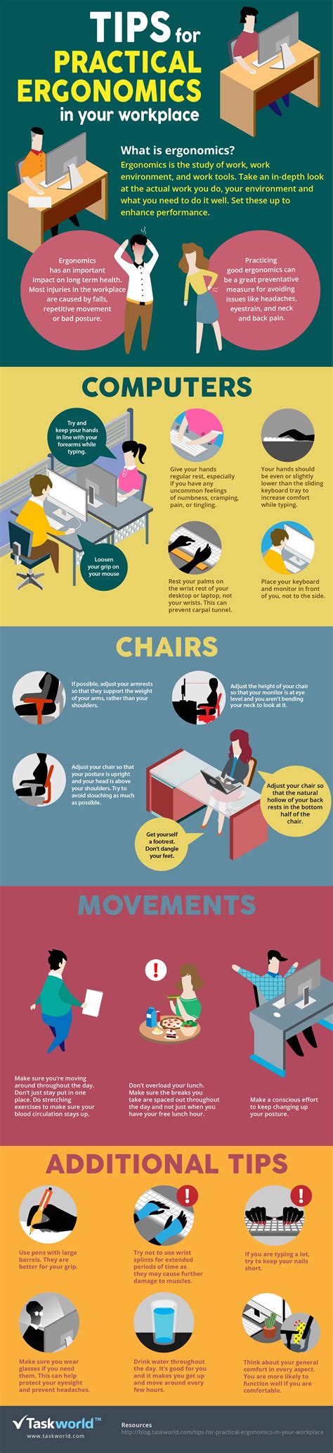 Tips For Practical Ergonomics In Your Workplace Infographic E Learning Infographics