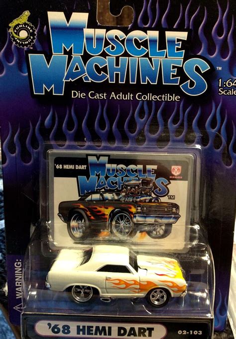 Muscle Machines 1968 Dodge Dart Hemi 1 64 Diecast 68 Dart White Flames 4687573433