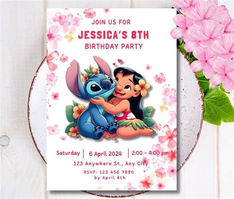 Lilo And Stitch Birthday Invitation Editable Lilo Stitch Birthday