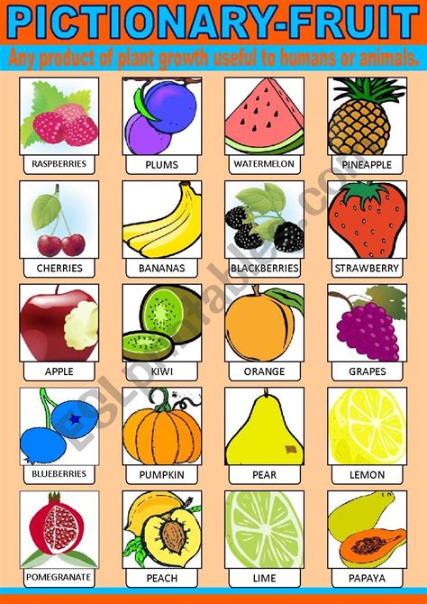 Fruit Pictionary Esl Worksheet By Photogio