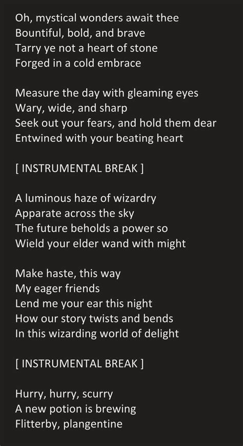 Lyrics for Hedwig's Theme by John Williams (Harry Potter) : r/Songwriting