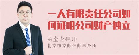 一人有限责任公司如何证明公司财产独立 律师普法 法师兄