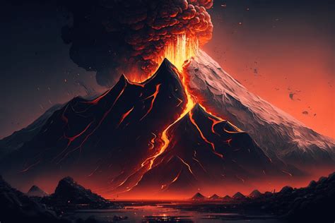 Erupting Volcano Printable Art Digital Download - Etsy