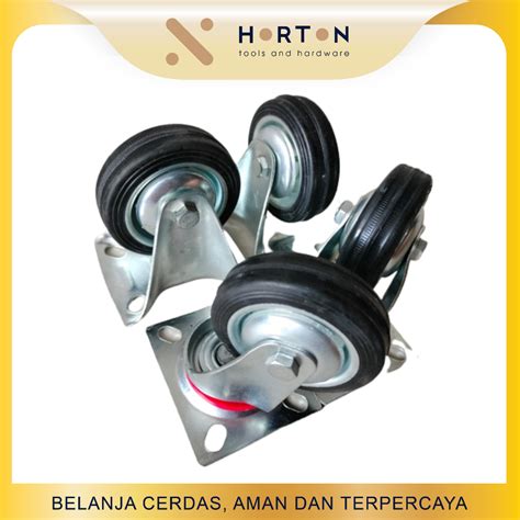 Jual Roda Karet Hitam Roda Trolley Roda Caster Troli Etalase Inch