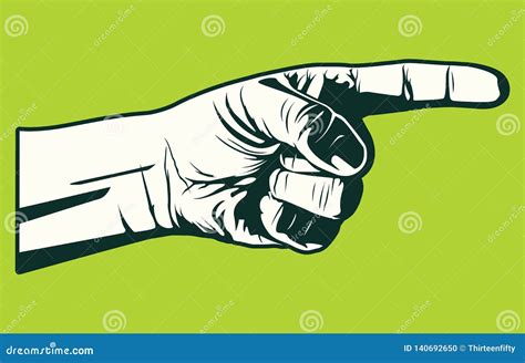 Pointing Finger Gesture Black and White Vector Graphic Illustration ...