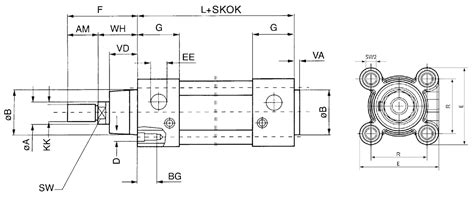 PS050.0050.00 | Siłownik pneumatyczny ISO15552/6431 D50x50 z ...