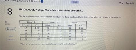 Solved Mc Qu 09 297 Algo The Table Shows Three