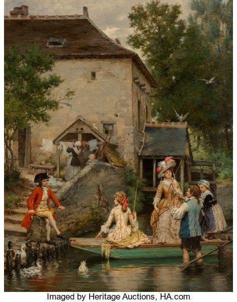 Pierre Outin French 1840 1899 The Boating Party Oil On Canvas