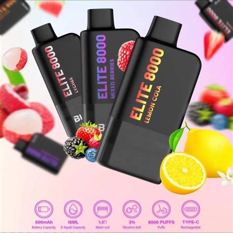 Hot Sale Disposable Vape Elite 5500 Puffs Rechargeable Black Elite 8000