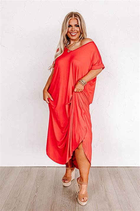 Just My Type T Shirt Maxi In Red Curves • Impressions Online Boutique