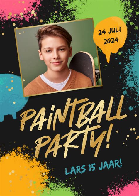 Kinderfeestje Uitnodiging Paintball Stoer Verf Kaartje2go