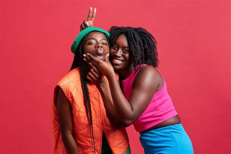 Free Photo Portrait Of Happy Romantic Lesbian Couple Posing Together