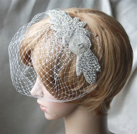 Bridal Birdcage Veil With Detachable Crystal Rhinestone Etsy