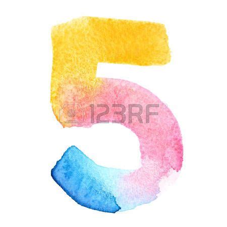 Colorful Five Colorful Watercolor Numbers Stock Photo T Shirt Image