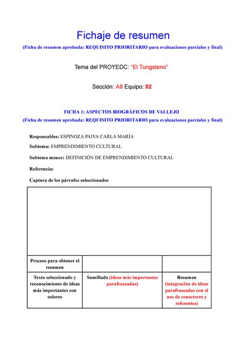 S2 Formato De La Ficha De Resumen 2022 II Fichaje De Resumen Ficha