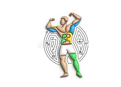 3d Bodybuilding Sport Gym And Activity Line Art Drawing Stock