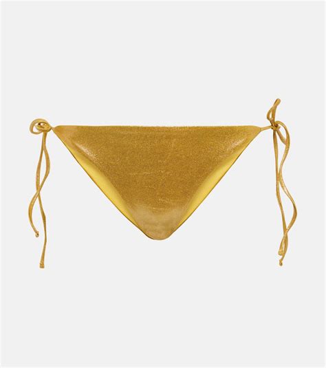 Ties Bikini Bottoms In Gold Jade Swim Mytheresa