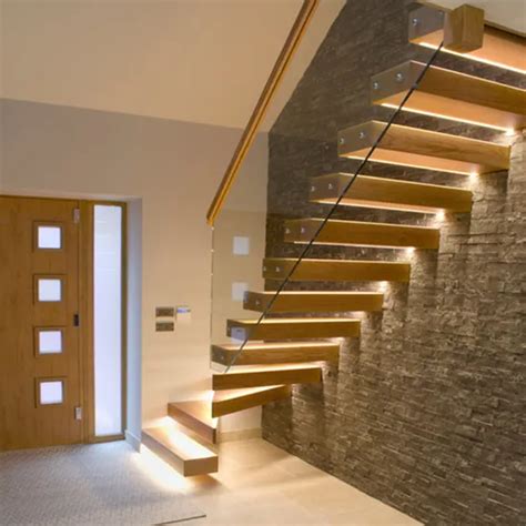 Prima Building Wood Design Floating Staircase Wood Tread Floating