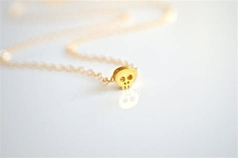 Skull Necklace In Gold Tiny Mini By Beazuness On Etsy