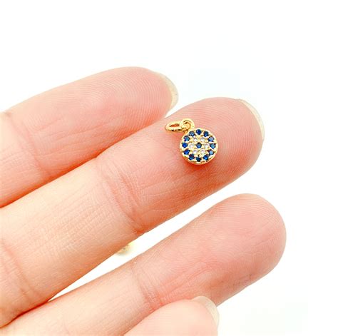 K Gold Filled Round Evil Eye Charm Pendant Cz Micro Pave Evil Eye