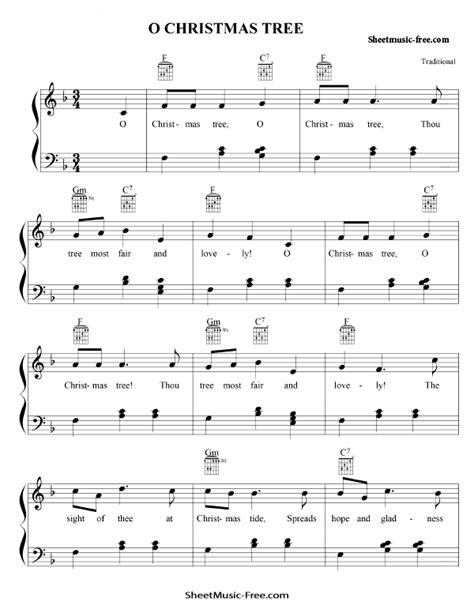 O Christmas Tree Sheet Music Christmas Sheet Music - ♪ SHEETMUSIC-FREE.COM