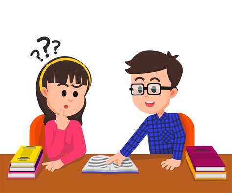 a boy teaching his confused friend 9403708 Vector Art at Vecteezy