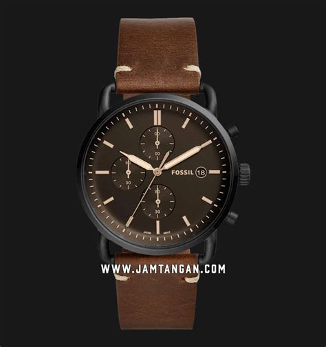 Fossil FS5403 The Commuter Chronograph Black Dial Brown Leather Strap