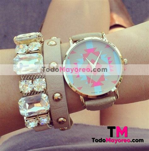 Reloj Extensible Piel Sintetica Beige Tribal R Todomayoreo