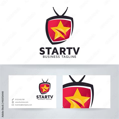 Star TV vector logo with business card template Stock Vector | Adobe Stock