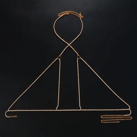 New Cross Crystal Bra Chain For Women Sexy Bikini Rhinestone Chest Chain Body Jewelry Party