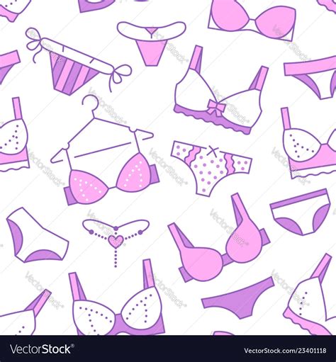 Lingerie Seamless Pattern With Flat Line Icons Vector Image