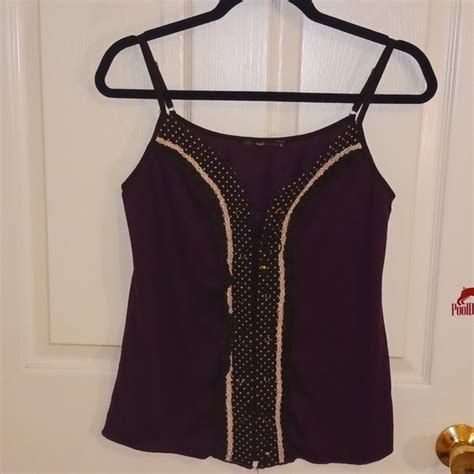 Hazel Tops Purple And White Polka Dot Lace Up Tank Top Poshmark