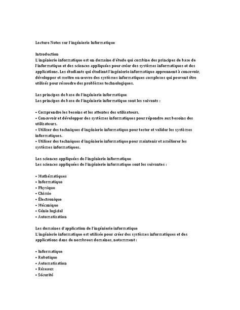 Computer Engineering - Lecture Notes sur l'ingénierie Informatique