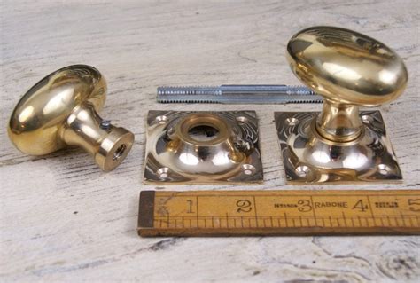 Oval Door Knob Cast Solid Brass On Square Plate 75mm Cottingham Collection