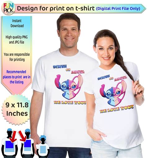 Gender Reveal T Shirt Stitch And Angel Design To Sublimate Etsy