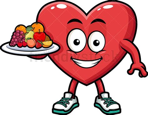 Heart Holding Healthy Foods Cartoon Vector Clipart - FriendlyStock