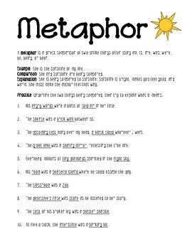 Unlock Creativity With Engaging Metaphor Worksheets