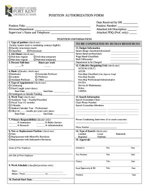 Fillable Online Umfk Position Authorization Form Umfk Fax Email Print