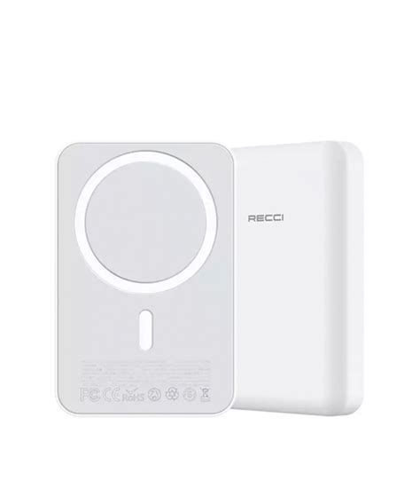 پاوربانک بی سیم مغناطیسی 10000 میلی آمپر ساعت رسی Recci Wireless Magnet