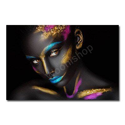 Black Gold Temptation African Nude Female Art Canvas Painting Sexy Model Character Posters Wall