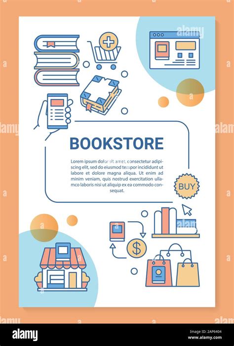 Ebook store poster template layout. Virtual book buying. Digital ...